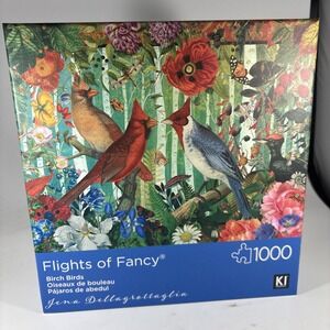 KI Puzzle 1000 Pieces Flights Of Fancy Jigsaw Puzzle Birch Birds New Cardinals
